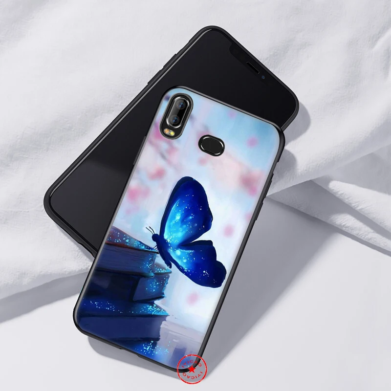 С рисунком из роз и бабочек на синий мягкий для samsung Galaxy A70s A50s A40s A30s A20s A20E A10s чехол