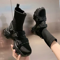 high top sock like shoes womens autumn thin 2021 new martin boots knitted elastic socks boots high dad shoes ankle boots