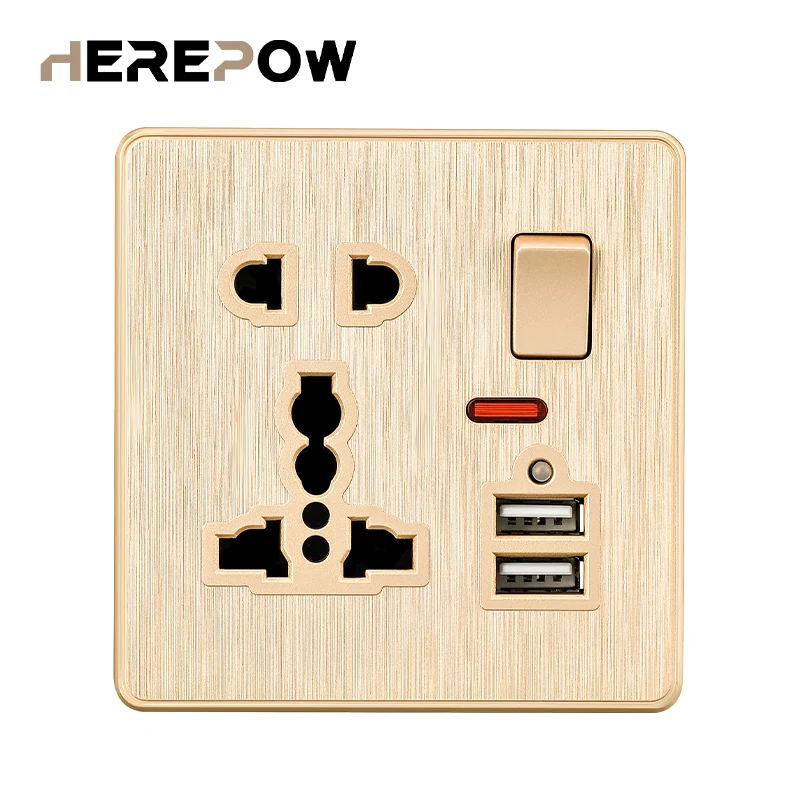 Herepow универсальная настенная розетка с двойным USB переключателем умный