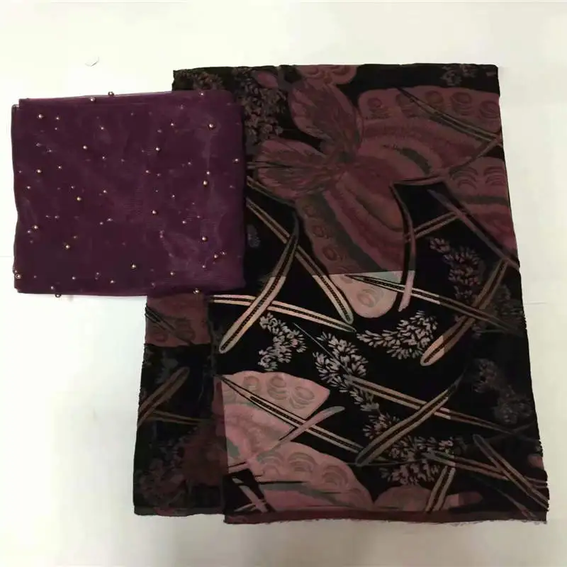 Высококачественная африканская Бархатная ткань с принтом 5 + 2 ярдов для дам