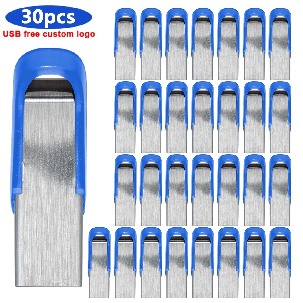 

30pcs/lot custom logo Usb Flash Drive 2.0 Metal Pen Drive 4GB 8GB 16GB 32GB Pen drive 64GB 128GB Flash Memory Card Memory Stick