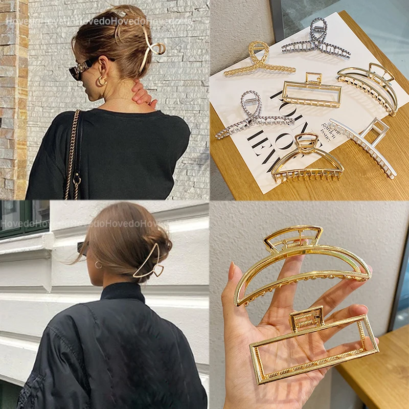 

Women Girls Geometric Metal Hair Claw Clip Clamps Hair Crab Diverse Shape Hair Clip Hairpin Large Size Hair Accessories Gifts