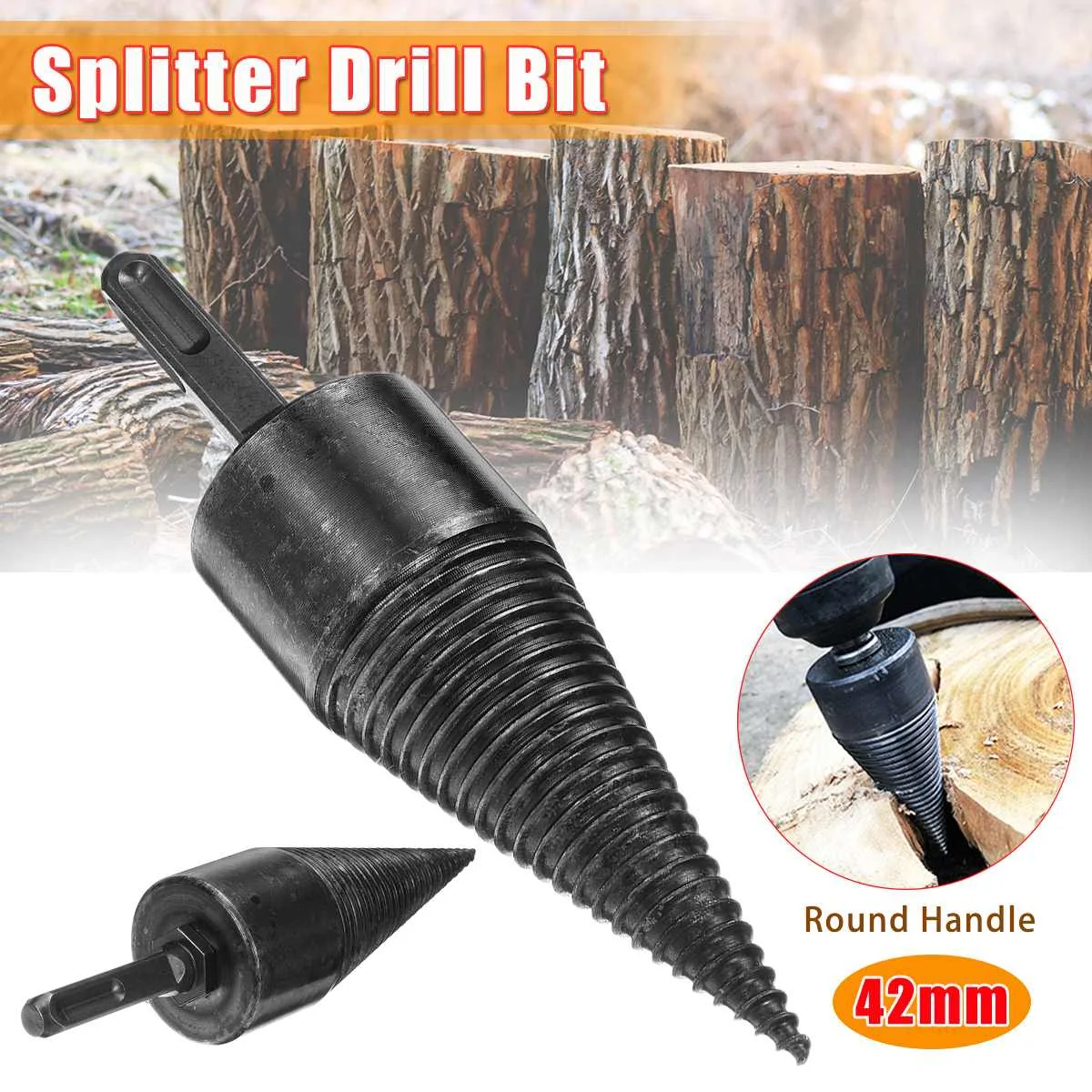 

32mm/42mm 4PCS Wood Cone Reamer High Speed Steel Firewood Splitting Drill Bit Hard Wood Cone Splitter Bit Drilling Tools