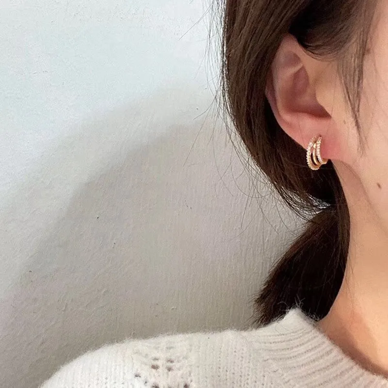 Новые корейские серьги-кольца для стразы модные элегантные холодный ветер