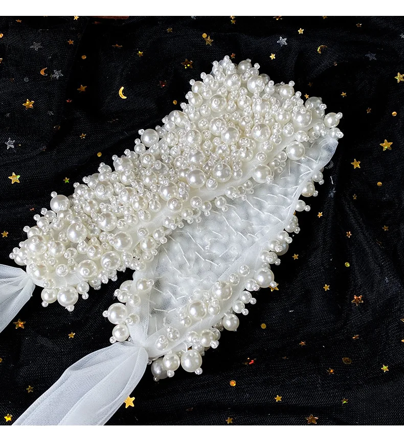 

PHYLLIS A59 Elegant Pearl Beaded Headband Wedding Headpieces Bridesmaid Headwear Headdress Bride Tiara Crown Wedding Accessories