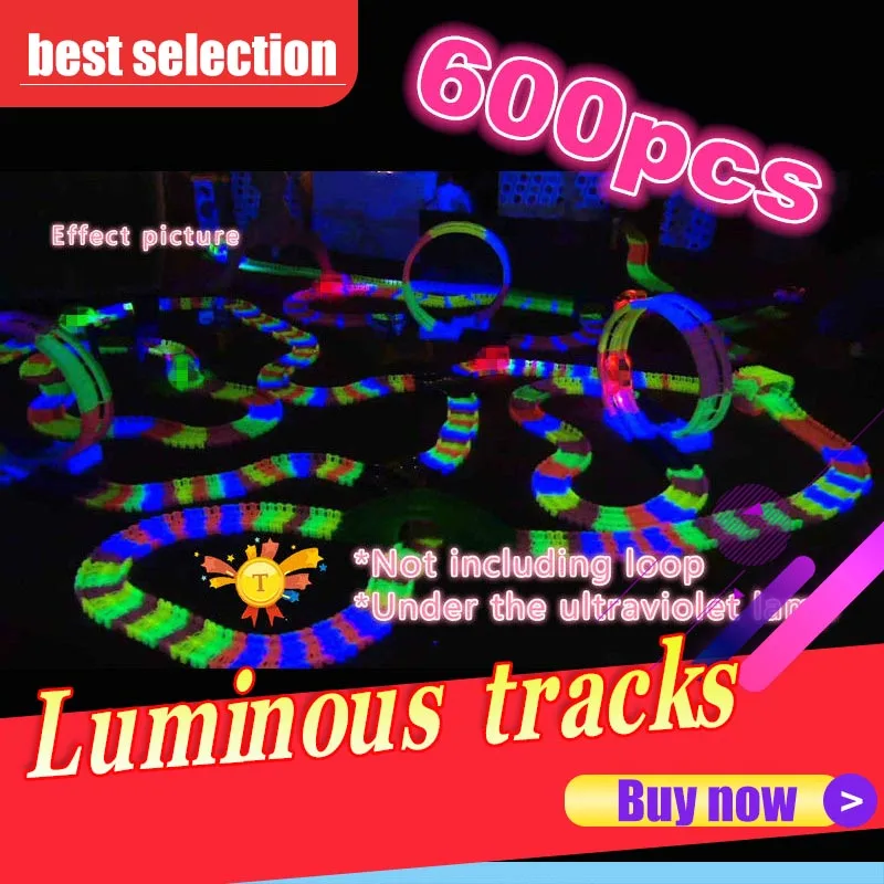 

600pcs magic with Cars Glowing Race Tracks Bend Flex Electronic Rail Glow Race Track Car Toy Roller Coaster toy for kid