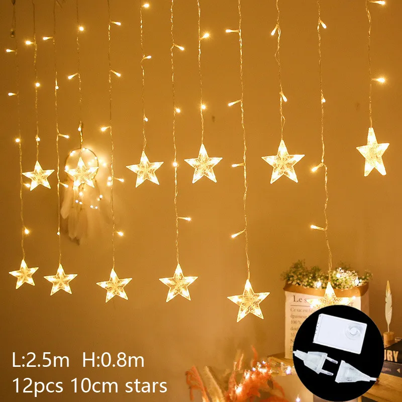 Christmas Tree Elk Lamp String Lights Fairy Garland Navidad Curtain Room Decor Christmas Decoration for Home Outdoor Noel Natal