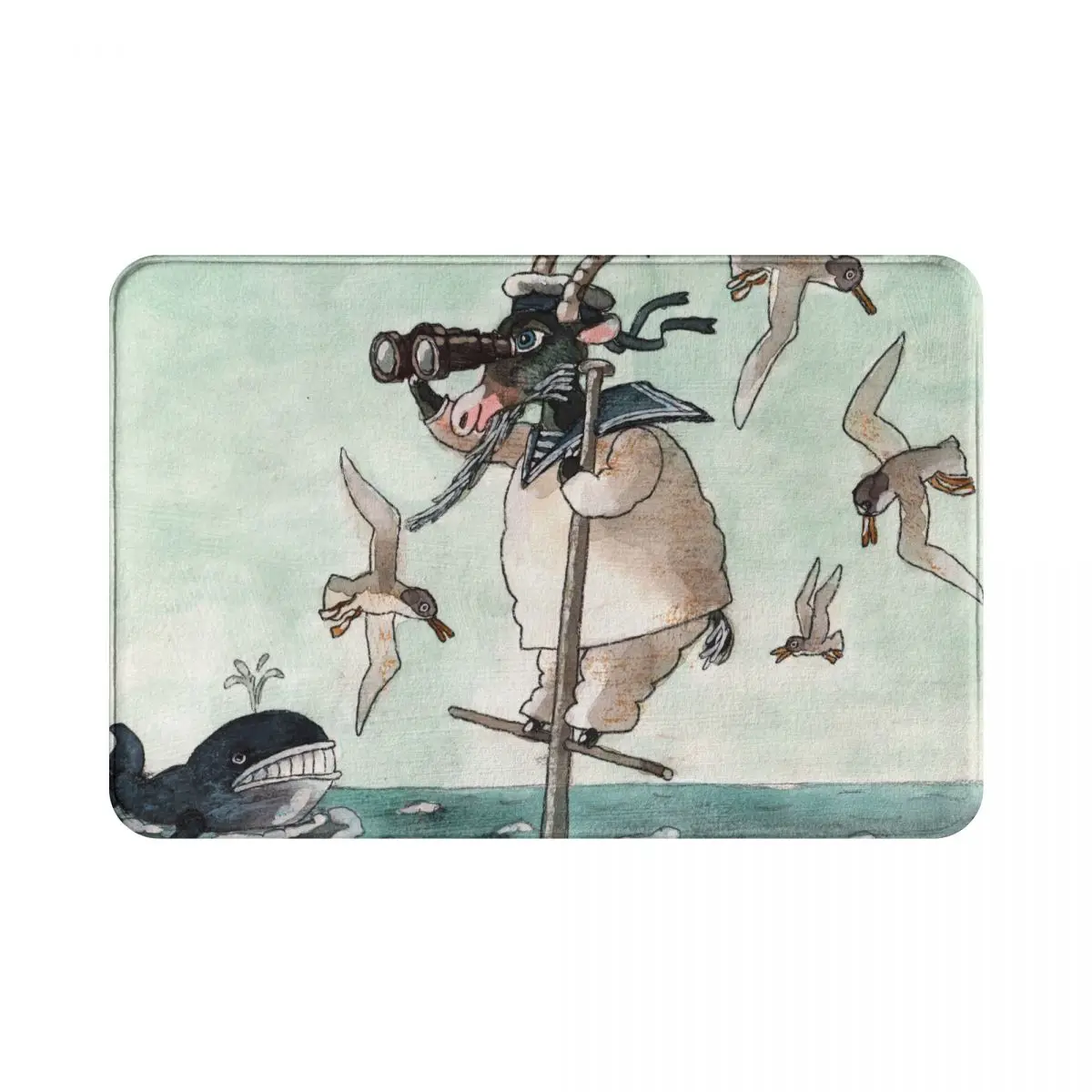 Напольный коврик для кухни козий матрос на мачте и выглядит берегу моря