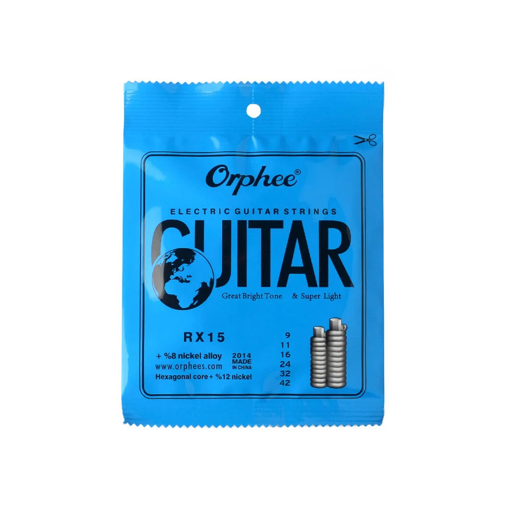 Orphee 6-ой Электрогитары струны Никель сплава шестиугольная Ядро 009 010 011 дюймов RX15 RX17 RX19 гитары Запчасти и аксессуары - Color: RX15 009 inch