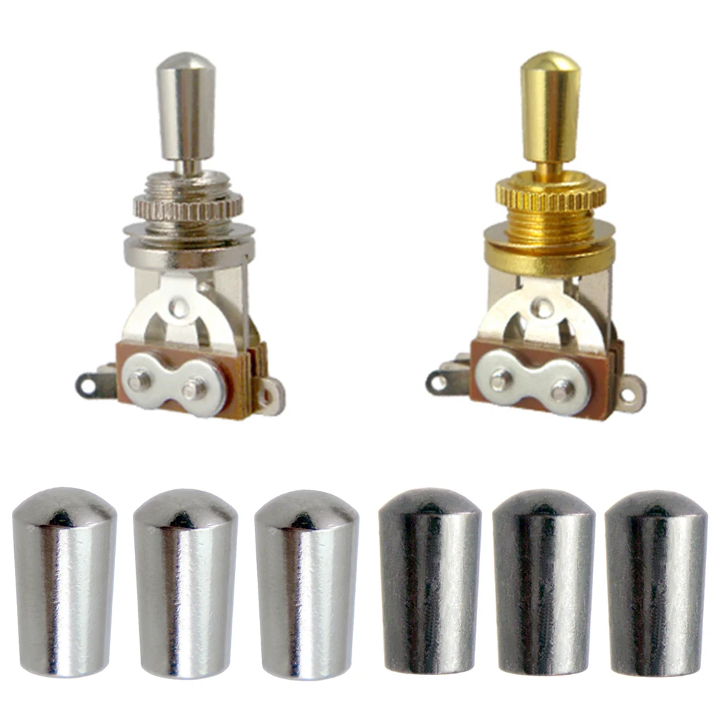 

Tooyful 3Pcs Internal Thread 4mm Brass 3 Way Toggle Switch Knobs Cap Tip Button for Electric Guitar Parts Replacements