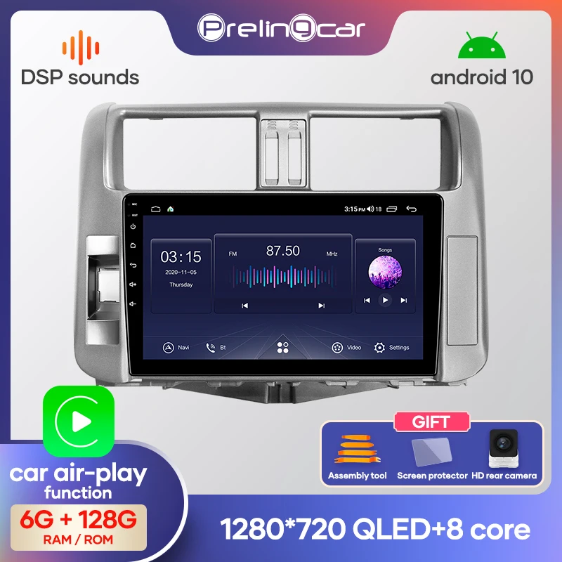 prelingcar для Тойота Ленд Крузер Прадо J150 авто магнитолы До 4G+64G Android 10 8 ЯДЕР DSP
