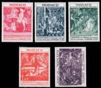 5pcsset new monaco post stamp 1972 protect the murals of the historic ark notre dame sculpture stamps mnh