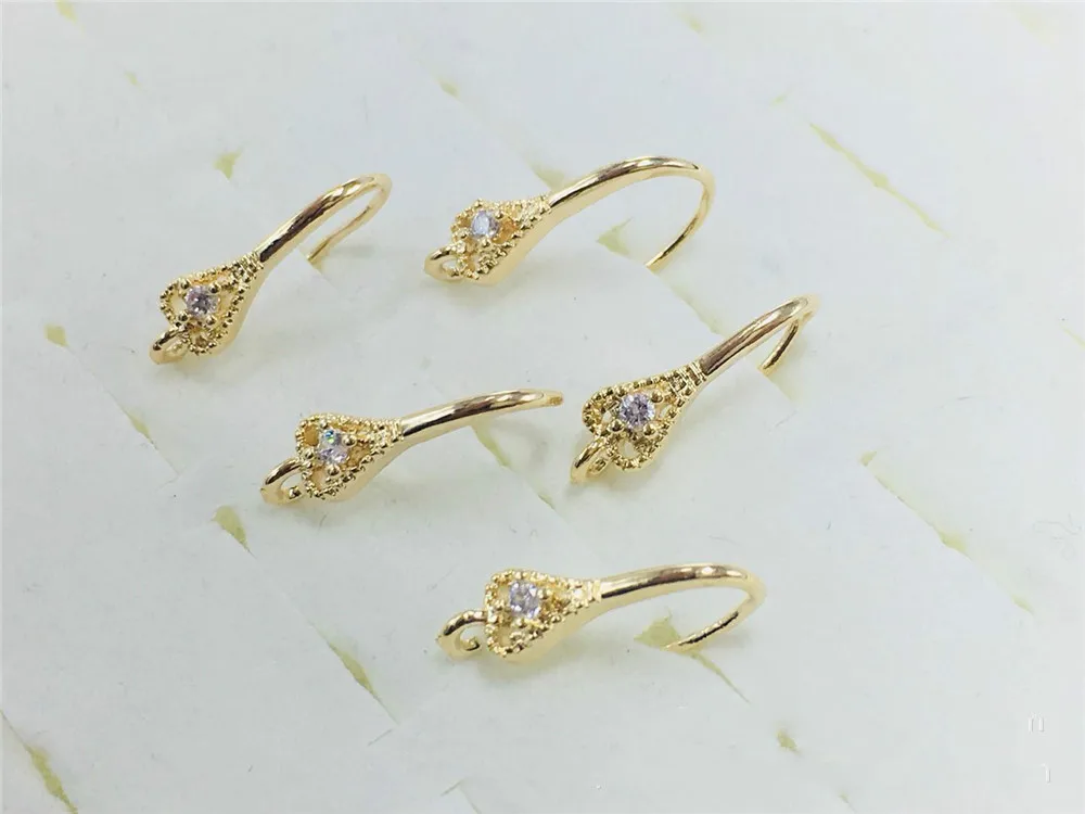 

1Pcs Iy Metal Earring Accessories, Micro Hand Inlaid Zircon Ear Hooks, Earrings, Earrings, Jewelry Accessories Materials