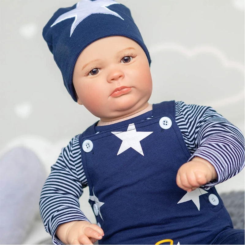 

Realistic Baby Toddler Reborns Doll 24 inch Eye Opened Baby Toy Lifelike Newborn Dolls Infant Gift with Clothes & Hat
