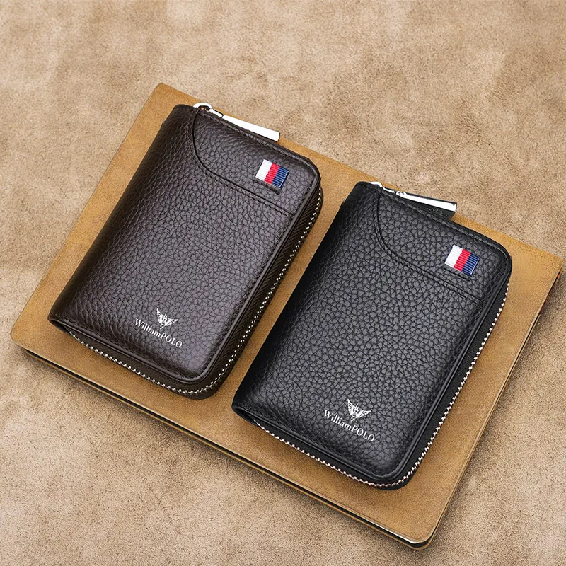 Кошелек для ключей из натуральной кожи мужской держатель на молнии кредитница