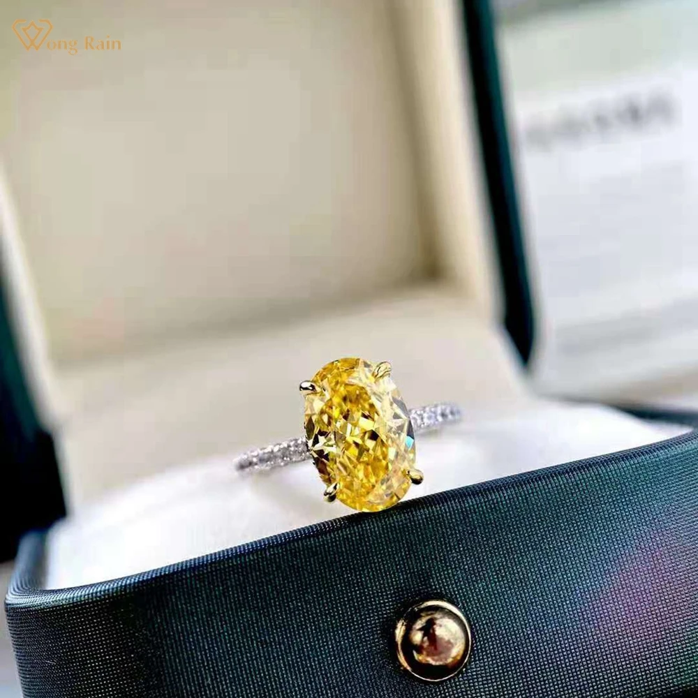 

Wong Rain, Классический 925 пробы, серебро, овальный вырез, 3,5 карат, Moissanite, драгоценный камень, обручальное кольцо, простое ювелирное изделие