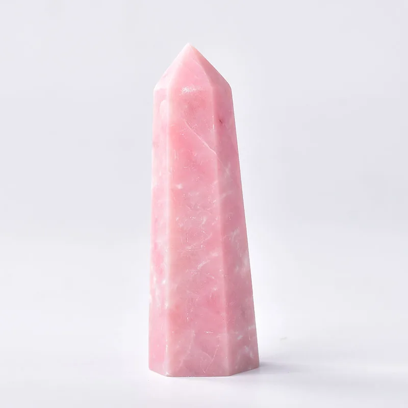 

1PC Natural Crystal Quartz Crystal Point Pink opal Healing Stone Crystal Wand Obelisk Energy Pyramid Stone Ornaments Home Decor