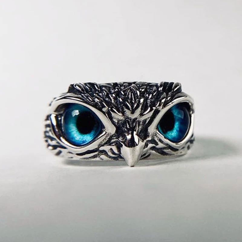 

Creative Owl Eye Shape Copper Ring Women Girl Lovers Retro Open Adjustable Hand Ring Statement Finger Jewelry Gift for Friends