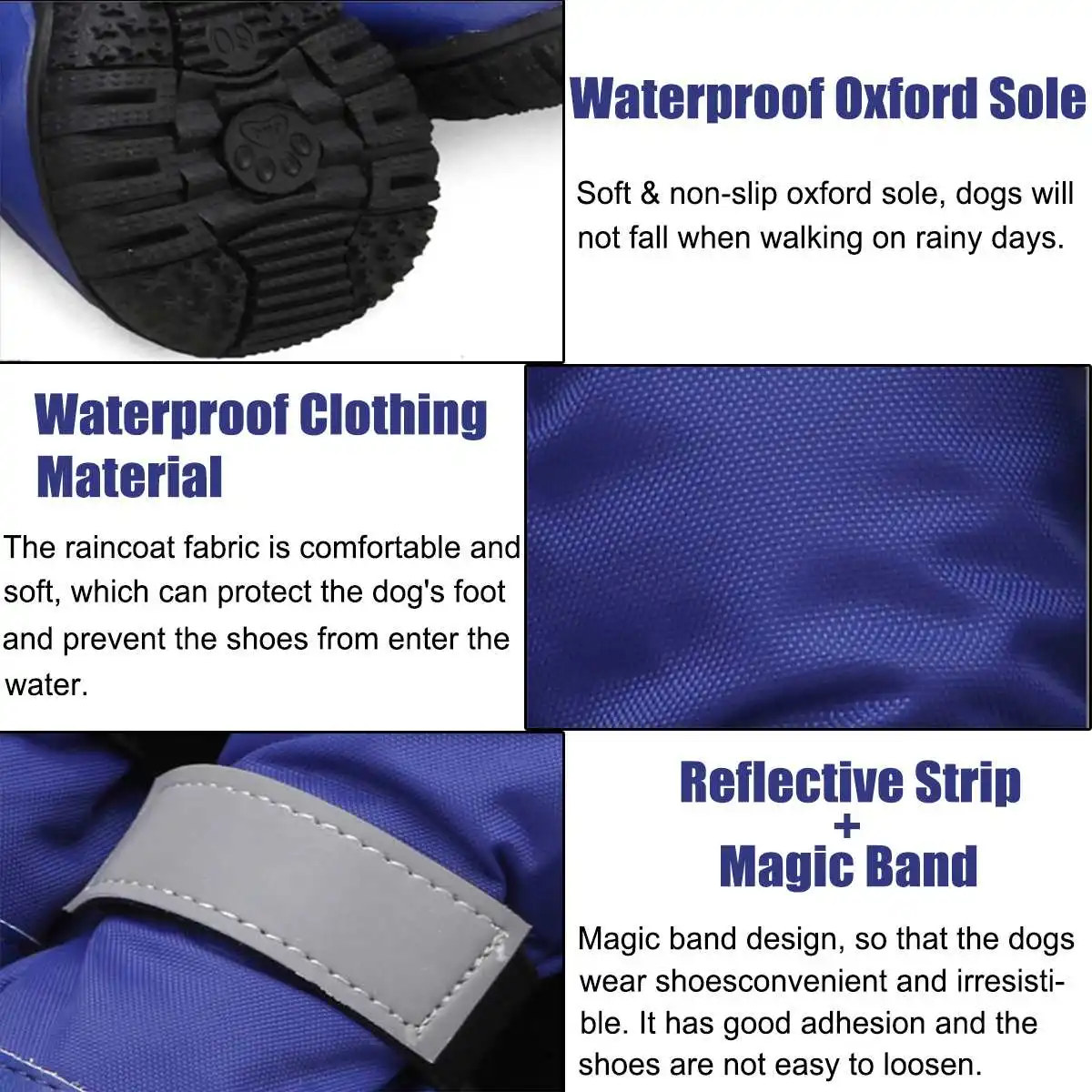 

4Pcs/set Size 55-100 Outdoor Long Dog Boot Waterproof Big Dog Shoe Winter Snow Boots Seam Sealing Rain Jack Boots