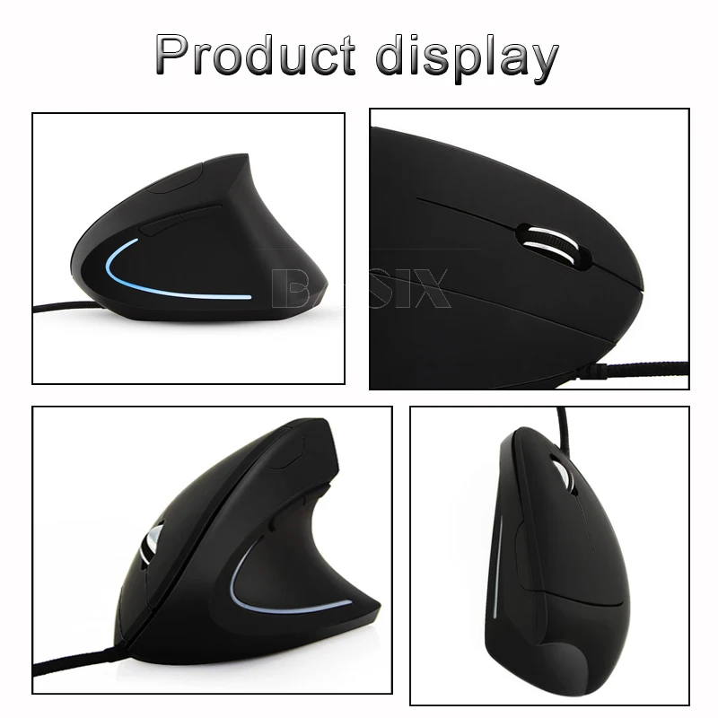 Мышь Компьютерная Basix Вертикальная Проводная оптическая эргономичная со