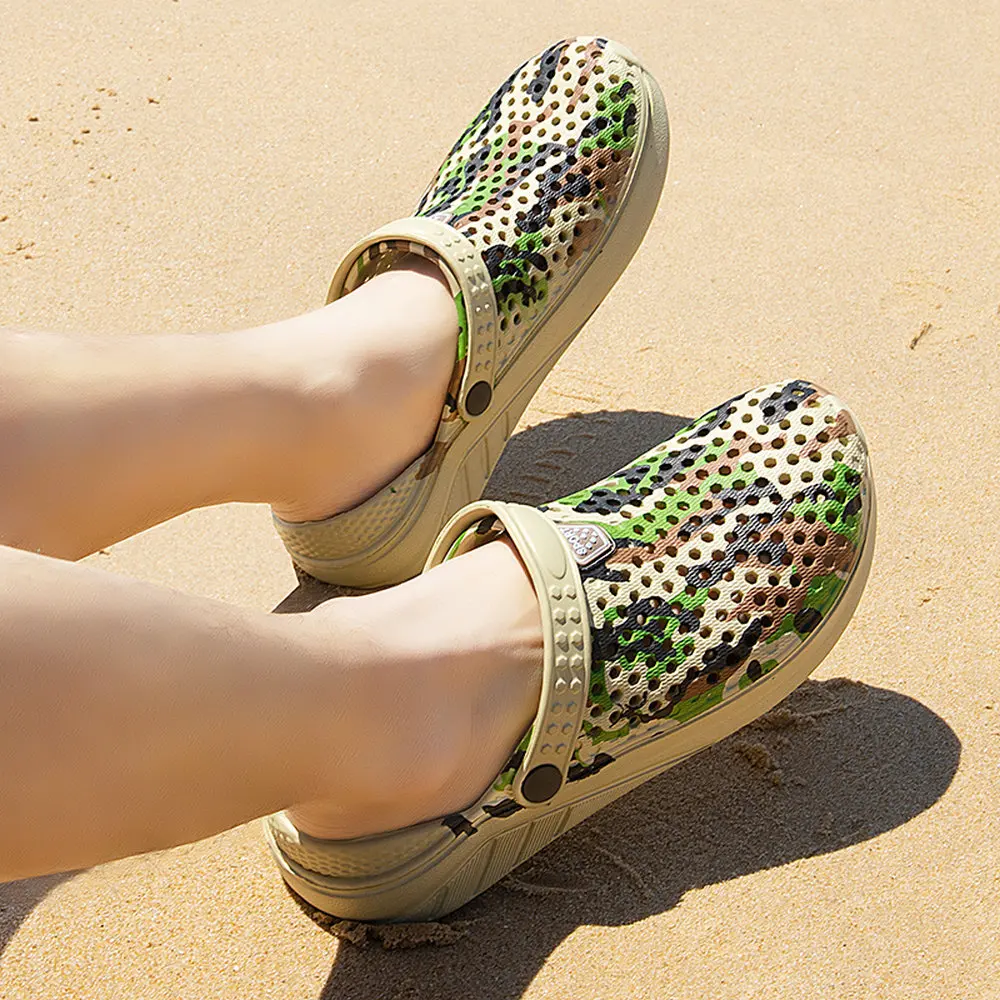 

Newbeads Garden Shoes Men's Crocks Crocse Sandals Beach Flat Camouflage Slippers Slip-On Summer Outdoor Light Casual Hole