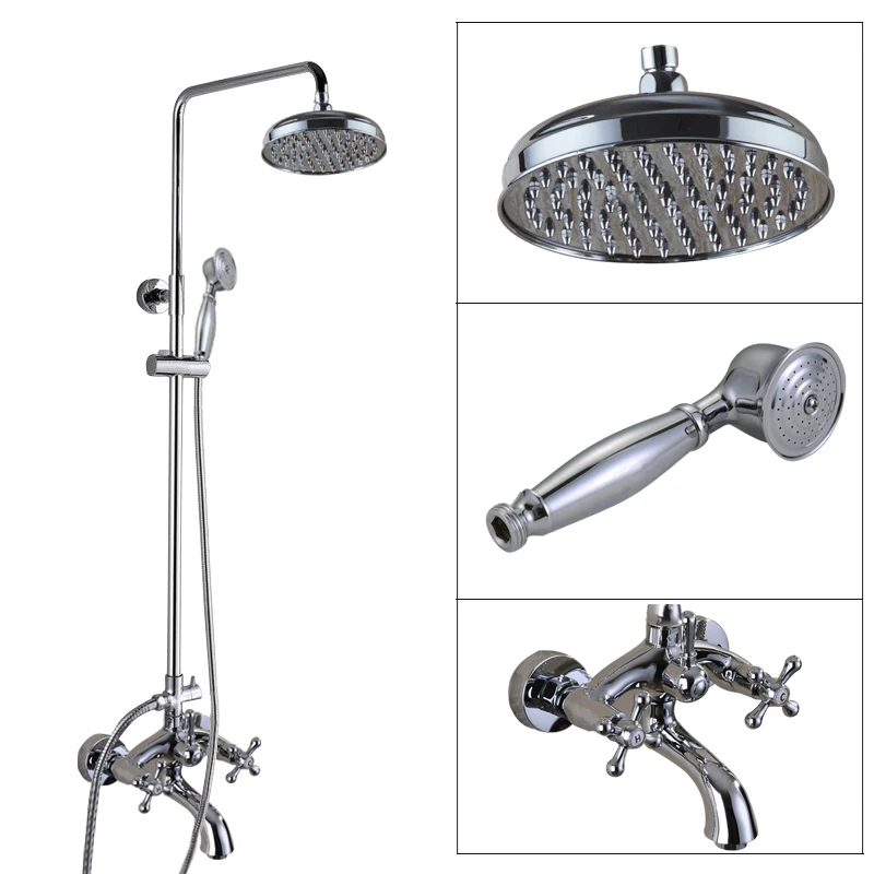 Полированная хромированная латунь двойные крестовые ручки настенный набор для