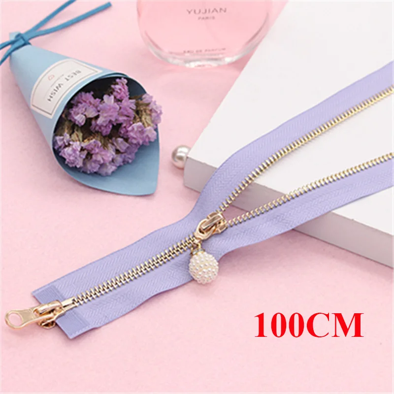 purple 100cm Meetee 5#70-120 см металлическая молния двойной ползунок открывающийся Декор молния для DIY швейная одежда пальто куртка ремесла аксессуары AP543 - Цвет: purple 100cm