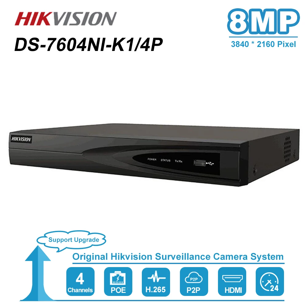 HIK 4CH PoE NVR DS 7604NI K1/4 P 4 канальный встроенный разъем Play 4K с портами для IP камеры