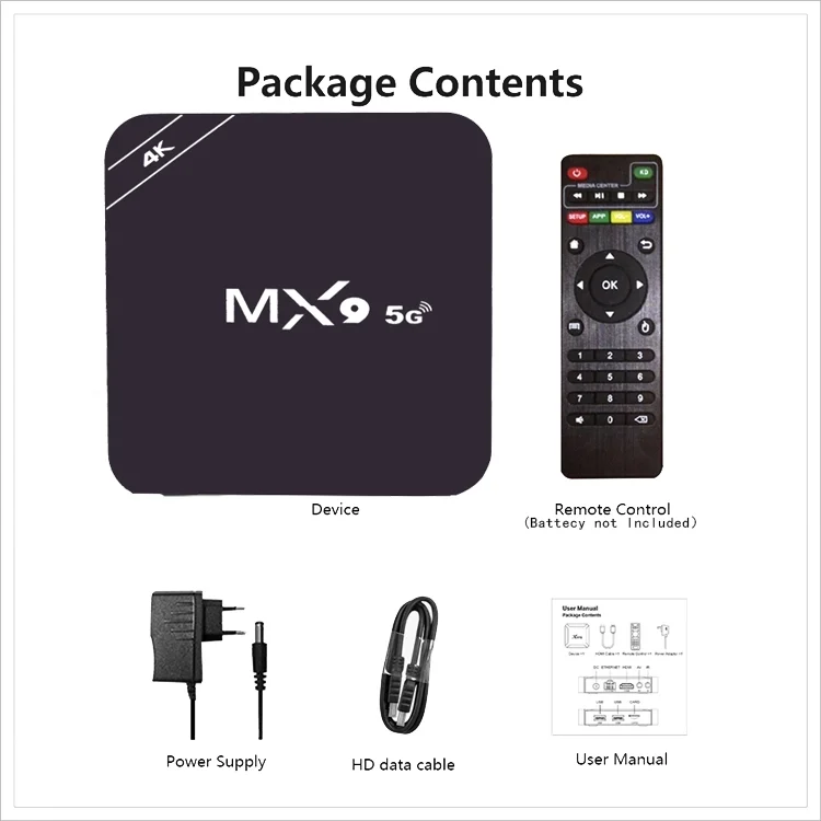 ТВ-приставка MX9 Smart Android 9 0 Rockchip RK3229 2 Гб 16 4 ГГц/5 ГГц WiFi 3D 1080P 4K медиаплеер Youtube Google