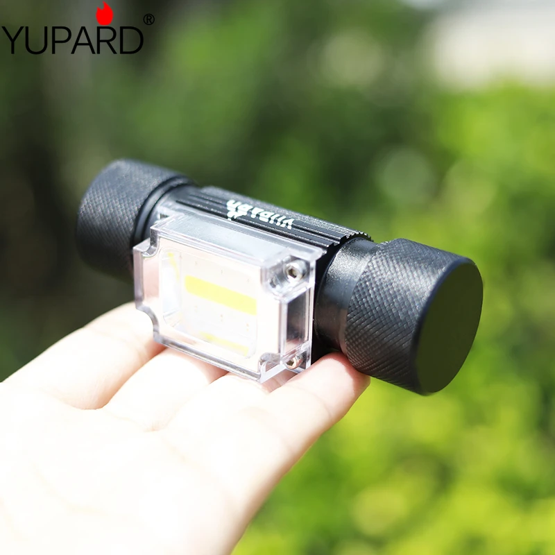 Светодиодный налобный мини фонарь COB + SMD с зарядкой от USB для кемпинга и рыбалки