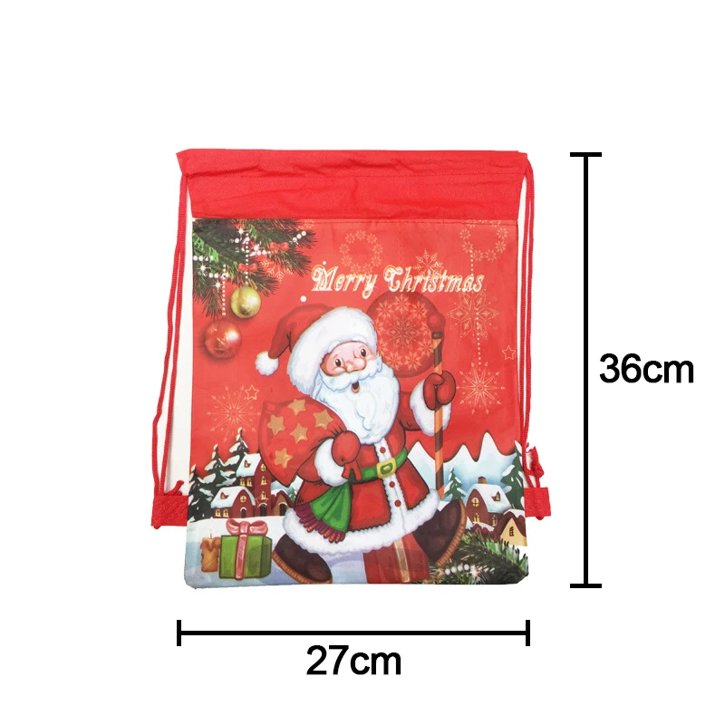 Santa Claus Drawstring Bags Kids Favors Travel Pouch Storage Bag Non-woven Fabrics Backpack Merry Christmas Supplies | Дом и сад