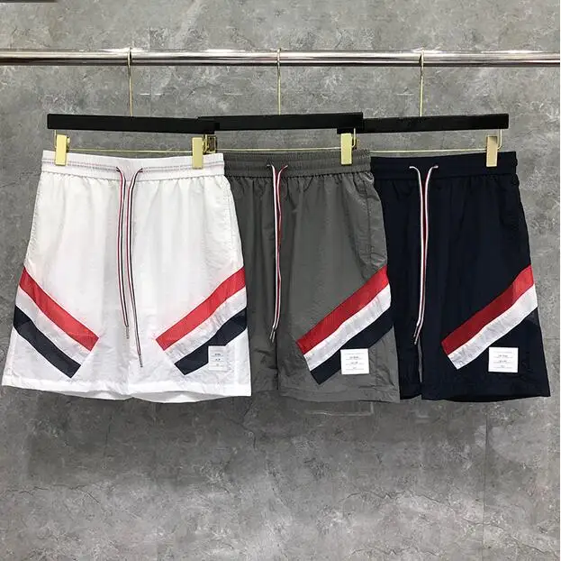 

2021 Fashion Brand Casual Shorts Men Summer Patchwork Beach Shorts Sports Trousers Striped Panelled Jogger Track Shorts