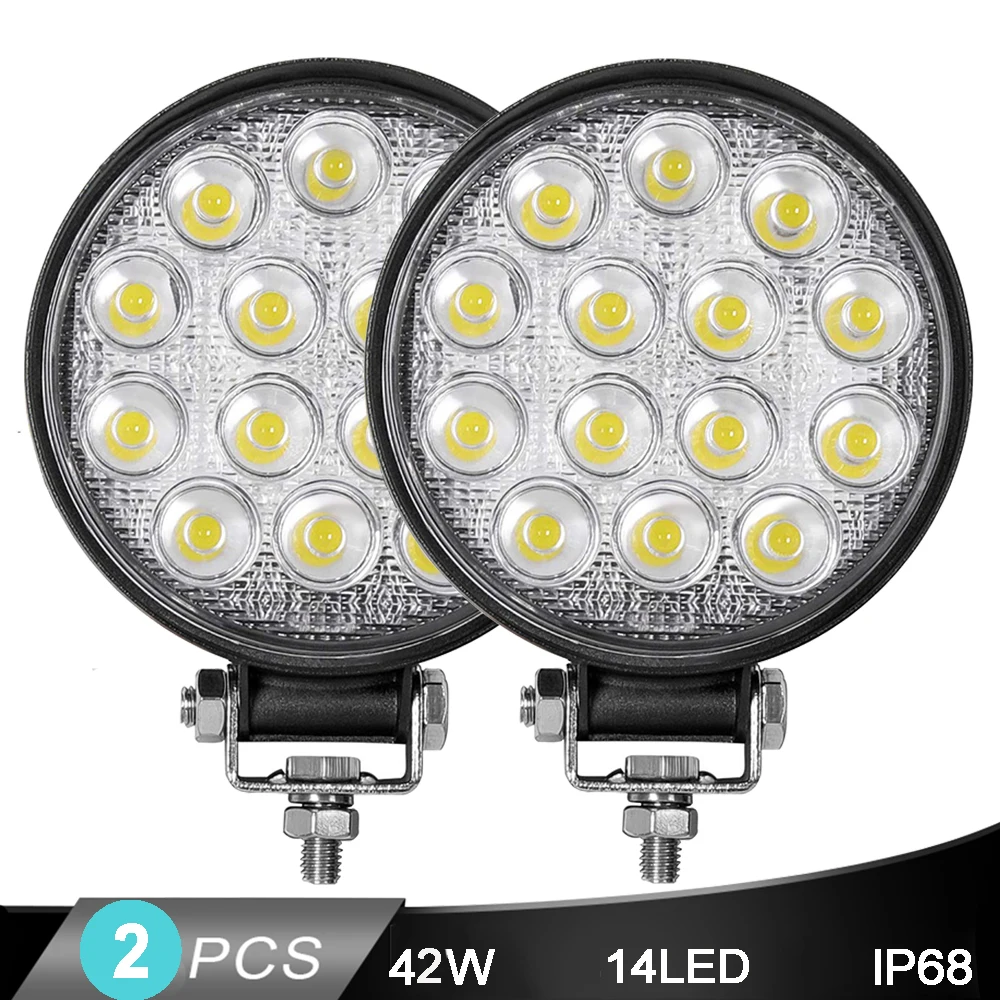 2Pcs 12 В 42 Вт светодиодный рабочий светильник 24 в светодиодные балки Led бар внедорожный 4x4 автомобиль внедорожный прожектор точечный комбинированный светильник внедорожник аксессуары противотуманная фара для jeep - Цвет: 2Pcs