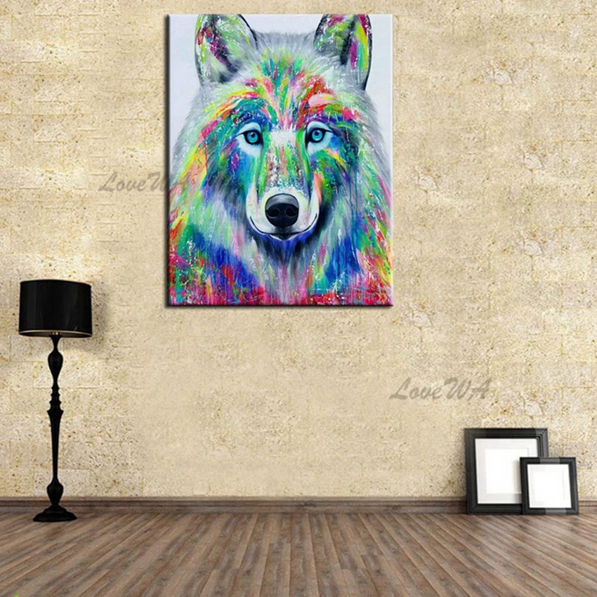 

New Design Wolf Painting Art 100% Hand Painted Oil Painting Wall Canvas Animal Art Picture Paintings Art Wall Hanging For Room