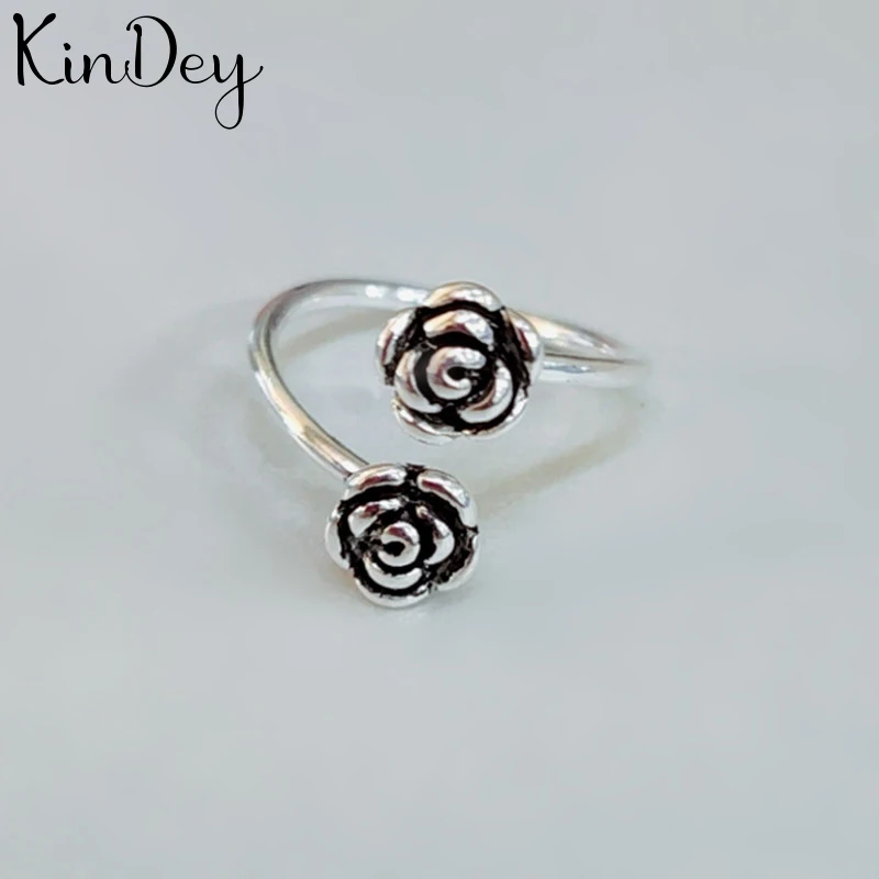Роскошные брендовые серебряные кольца Kindey с цветком розы для женщин Подарки
