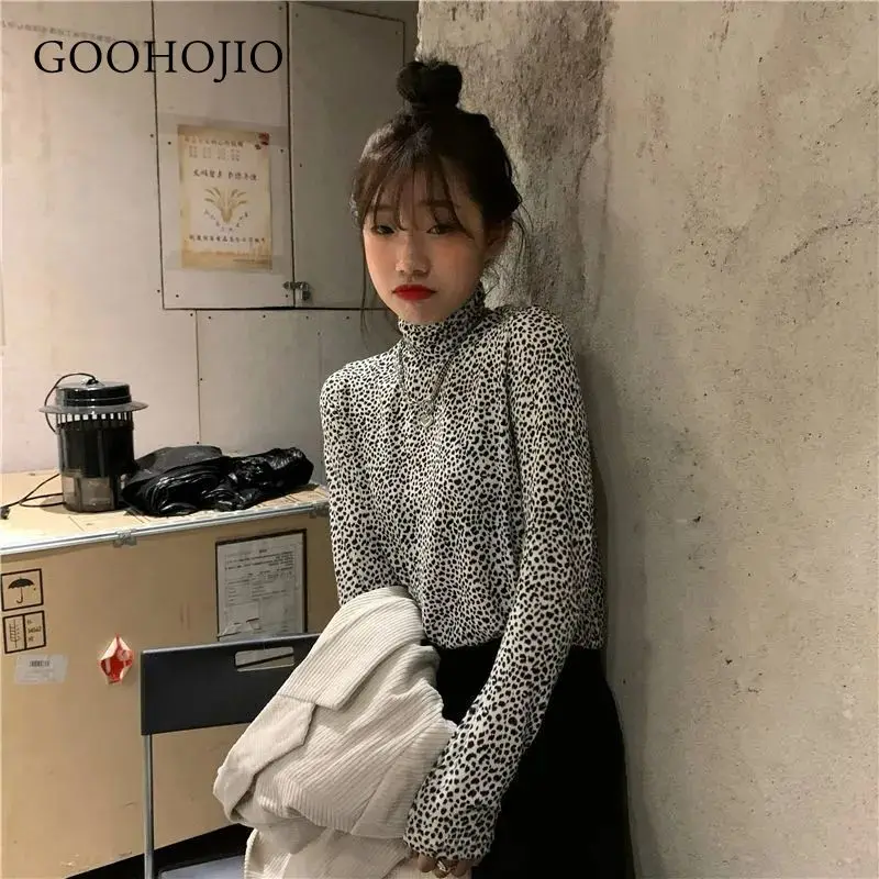 

GOOHOJIO 2021 Spring and Autumn All-match Women T-Shirt Casual Leopard Temperament TShirt Women Fashionable T-Shirts for Ladies