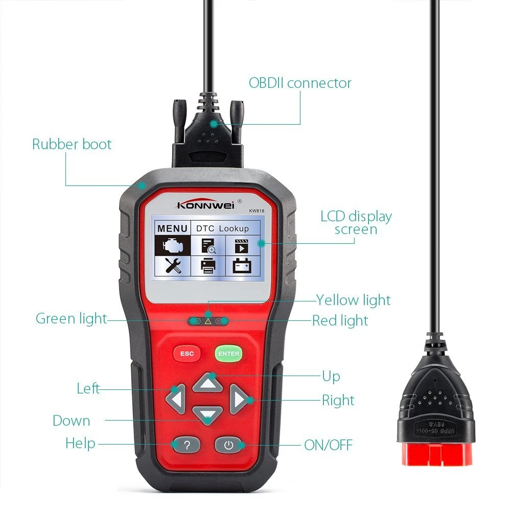 OBD2 Scanner Code Reader KW818 Universal OBDII Vehicle Engine Diagnostic Codes Full OBD/EOBD Function Scan Tool Check | Автомобили и