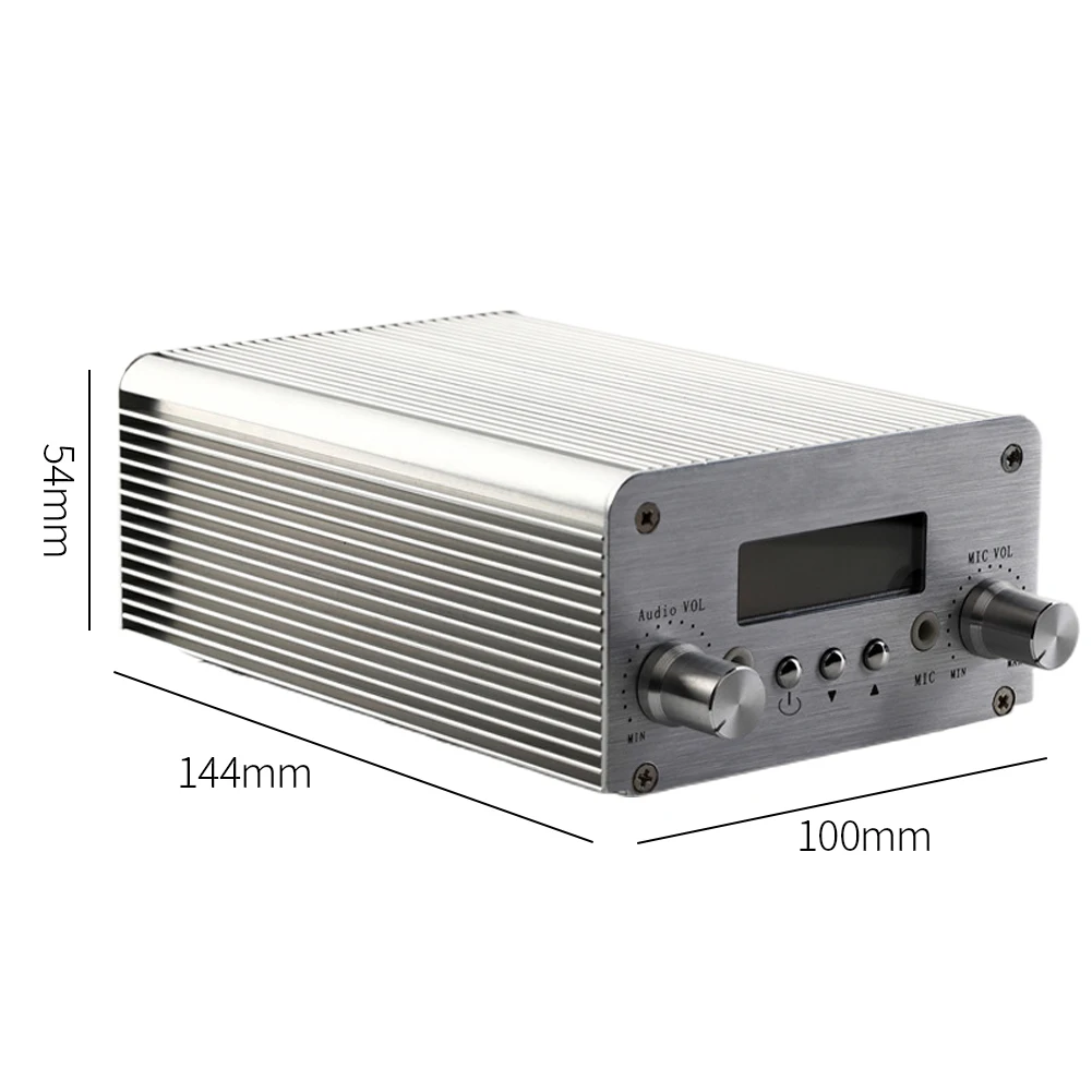 

DC12V High-fidelity Broadcast Cooling Aluminum Alloy FM Transmitter Bluetooth Wireless 15W PLL Accessories Radio Stereo Wide Use