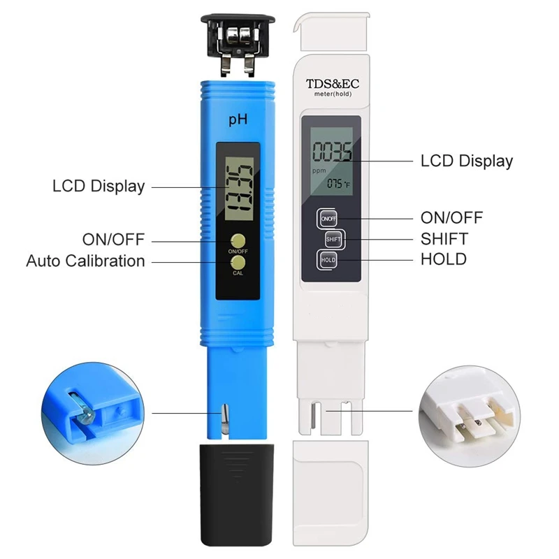 Фото 2Pcs Digital PH Meter Tester 0-9990Ppm TDS EC LCD Water Purity PPM Aquarium Filter Инструменты 2Pcs Digital PH Meter Tester 0-9990Ppm TDS EC LCD Water Purity PPM Aquarium Filter Инструменты