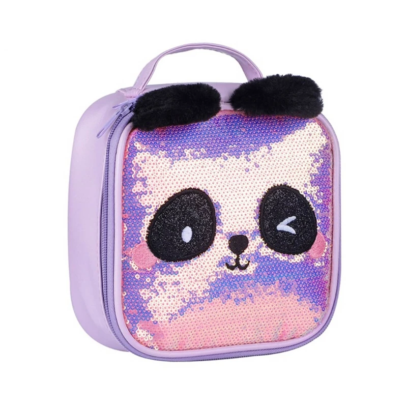 

Makeup Bag, Cute Panda Embroidered Sequins Cosmetic Toiletry Storage Organiser Case for Teenage Girls Women Lady
