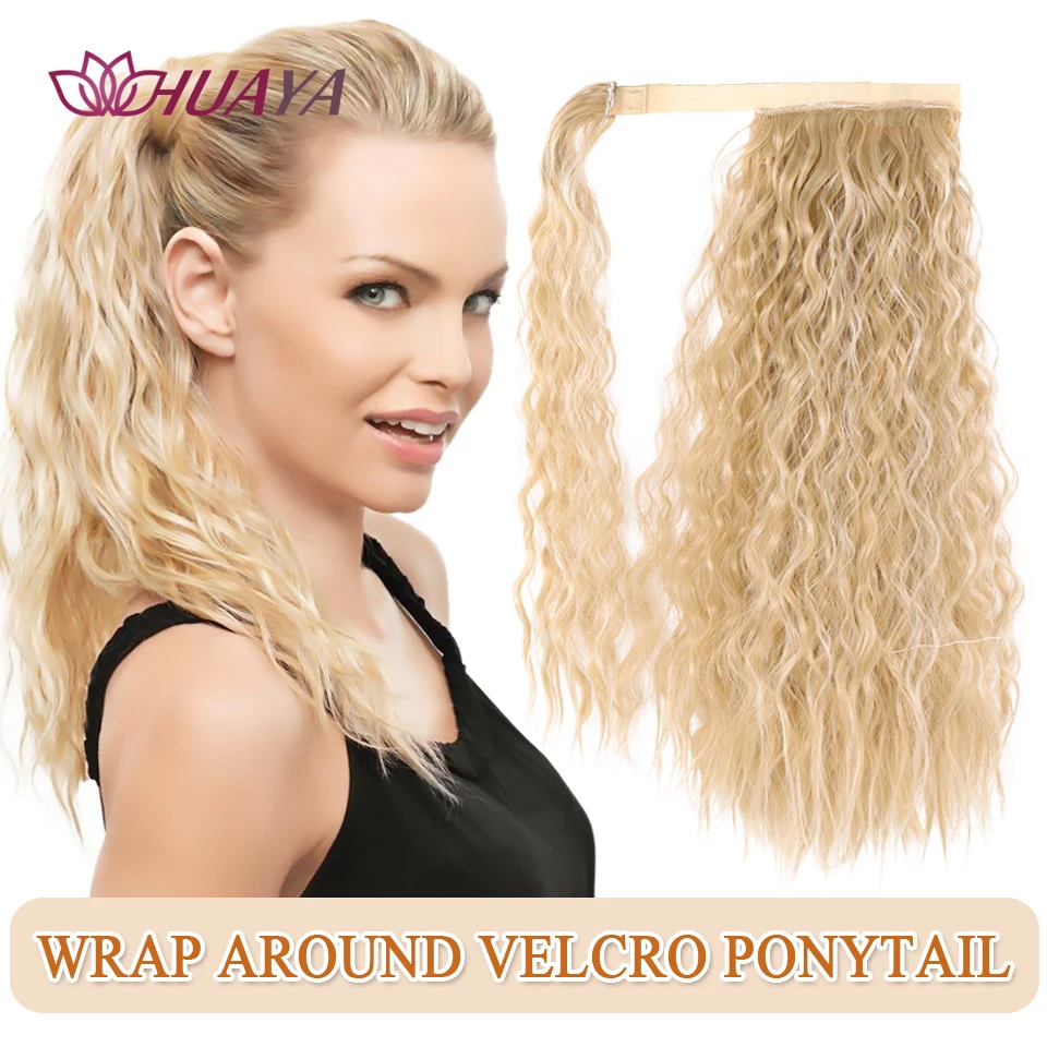 

HUAYA Long Water Wave Ponytail Synthetic Hair Claw Clip Hair Extensions Pony Tail Brown Black False Hair