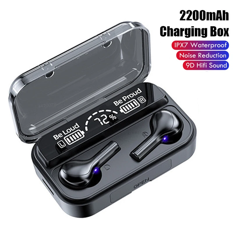 

Беспроводные наушники с сенсорным управлением 9D, стереонаушники со светодиодным индикатором мощности, спортивные наушники с системой ШПД