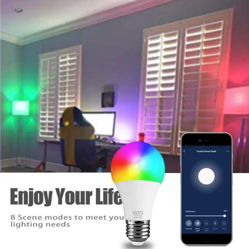 15W WiFi умный светильник лампочка B22 E27 110/220V цветная (RGB) Светодиодная лампа работа с
