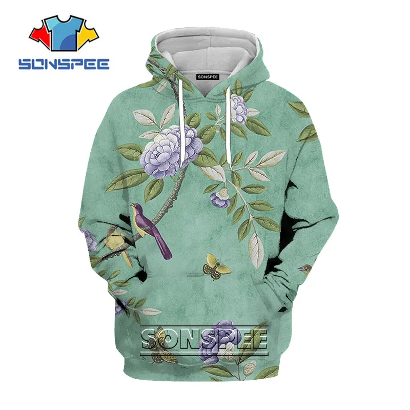 

SONSPEE Animal Hoodies New Men Women Fashion Sweatshirt 3D Print Bird Long Sleeve Street Top O Neck Casual Pullover C168-59