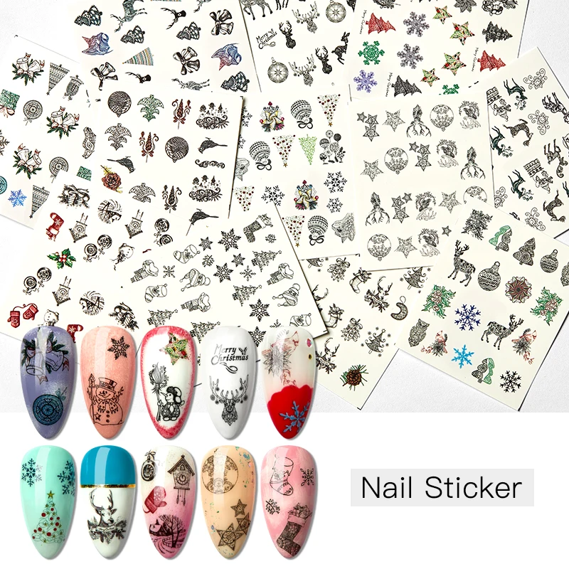 Новогодняя декорация для ногтей с четырьмя лилилиями Рождественская тема Санта