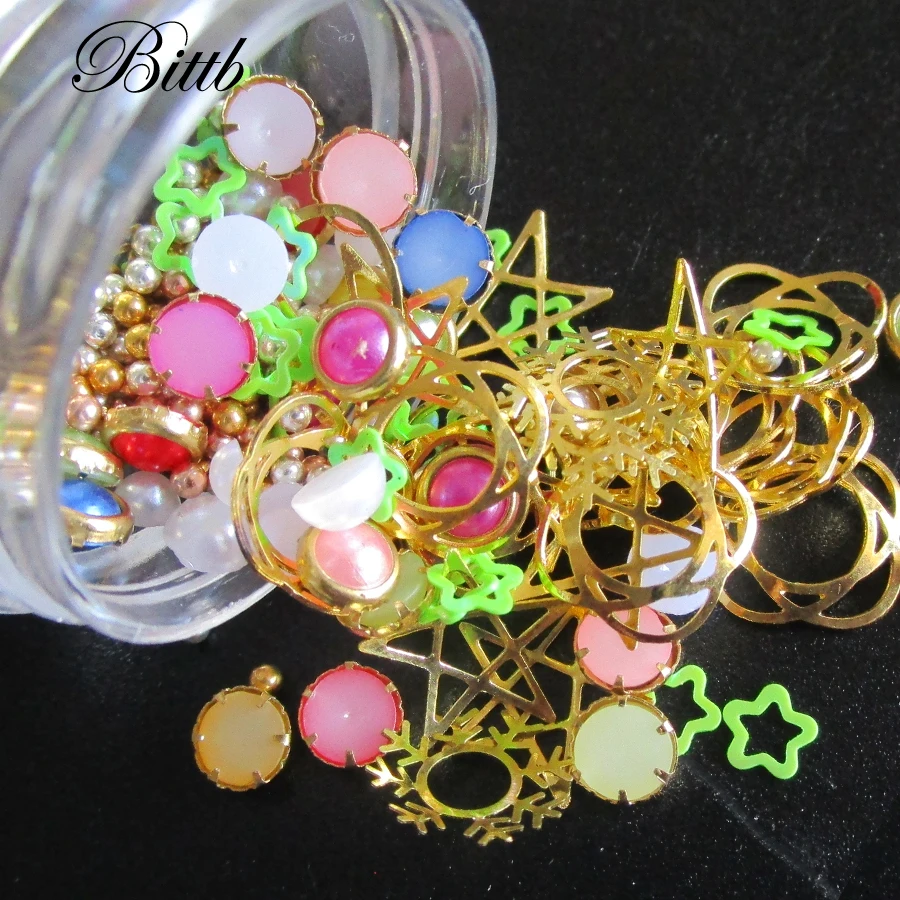 Bittb смешанные Стразы для ногтей Золотая Луна Звезда нерегулярные бусы шпильки