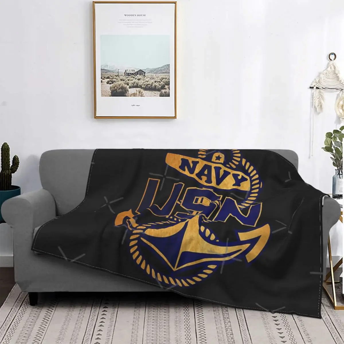 

Navy Usn Anchor Distressed Gold Blanket Bedspread Bed Plaid Bed Plaid Beach Cover Thermal Blanket Bedspreads For Beds