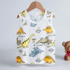 Комплект детской летней майки-топы без рукавов с героями мультфильмов дышащие 100% одежда из хлопка для мальчиков и девочек детская футболка Clothing90-150cm Новый