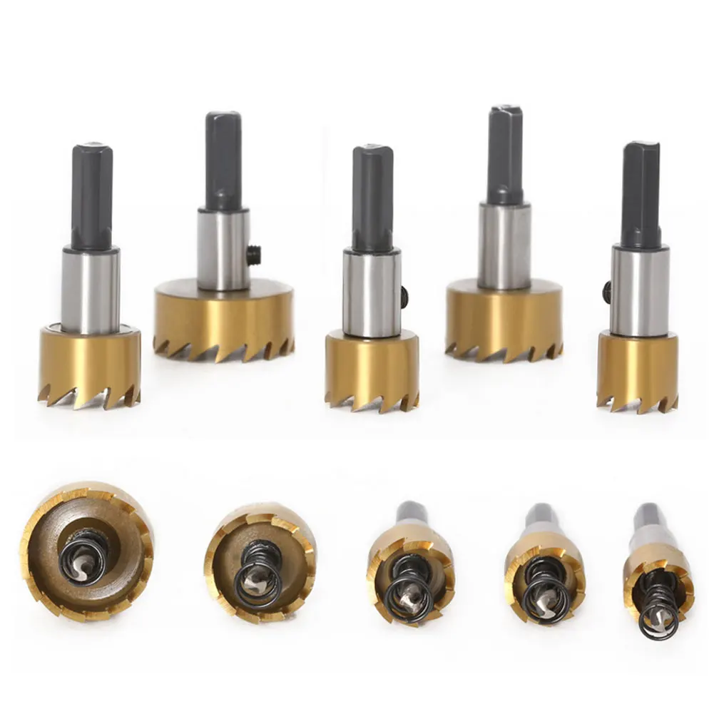 

5PCS Hole Saw Set HSS Center Drill Bits Set 16/18.5/20/25/30mm Metal Spring Drill Hole 0pener Kit for Installing Locks