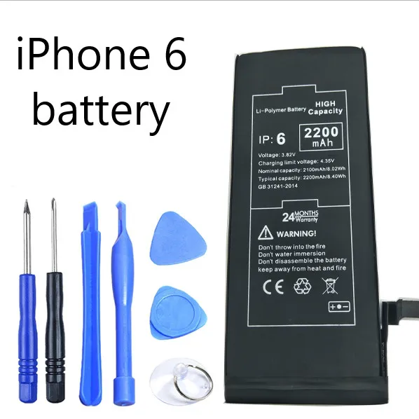 Подходит для оригинального мобильного телефона iphone 6 аккумулятор перезаряжаемый аккумулятор встроенный литий-ионный аккумулятор 2200 мАч